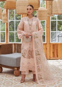 Lawn-3PC Embroidered Shirt with Organza Printed Dupatta with Embroidery - 5109