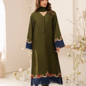 Lawn-3PC Embroidered Shirt with Plain Dyed Chiffon Dupatta-5083