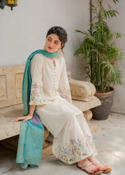 Lawn 3PC Embroidered Shirt with Digital Printed Jauqard Dupatta- 5018
