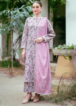 3PC-Printed Lawn Zarri Shirt With Voile Printed Dupatta-1522