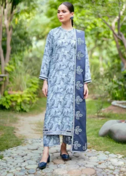 3PC-Printed Lawn Zarri Shirt With Voile Printed Dupatta-1527