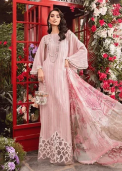 3PC-Printed Lawn Zarri Shirt With Voile Printed Dupatta-1530