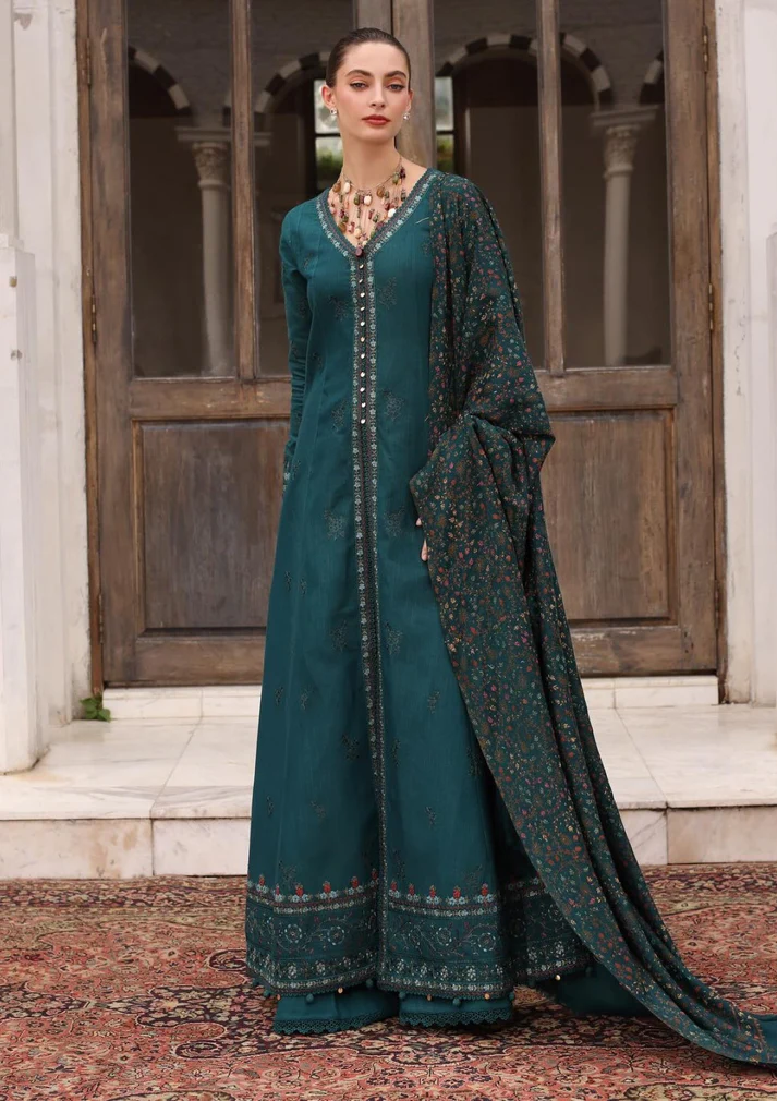3PC Lawn Embroidered Shirt With Digital Printed Jauqard Dupatta-5128 - Image 3