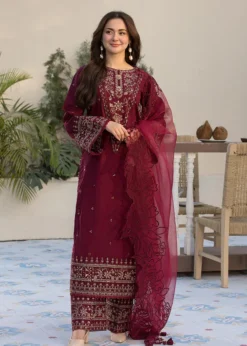 Lawn-3PC Embroidered Shirt with Organza Embroidered Dupatta- 5065