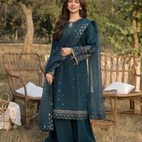 Lawn-3PC Embroidered Shirt with Organza Sequins Embroidered Dupatta- 5062