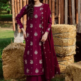 Lawn-3PC Embroidered Shirt With Chiffon Sequins Embroidered Dupatta-5060