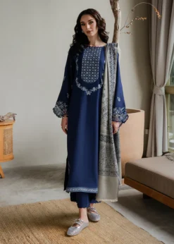 Lawn-3PC Embroidered Shirt With Digital Printed Jauqard Dupatta-5001