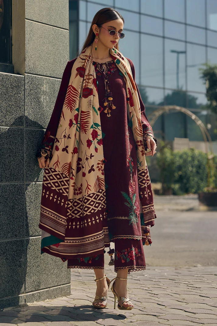 Lawn-3PC Embroidered with Digital Printed Jacquard Dupatta-5021 - Image 3
