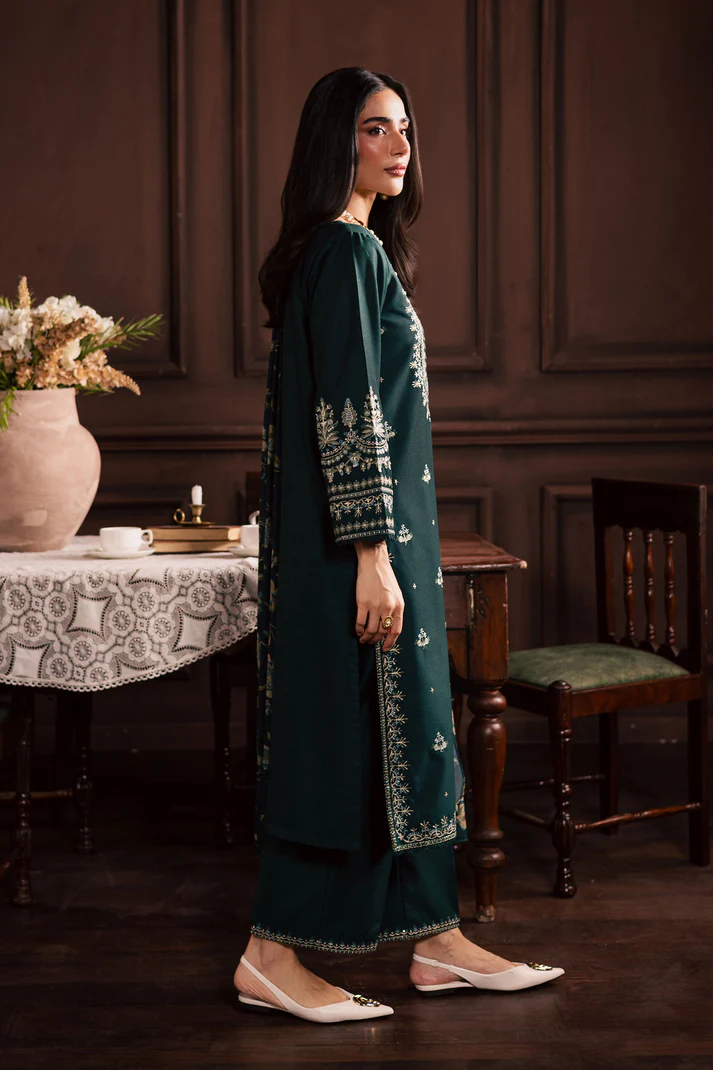 Lawn-3PC Embroidered Shirt with Digital Printed Jacquard Dupatta-5070 - Image 6