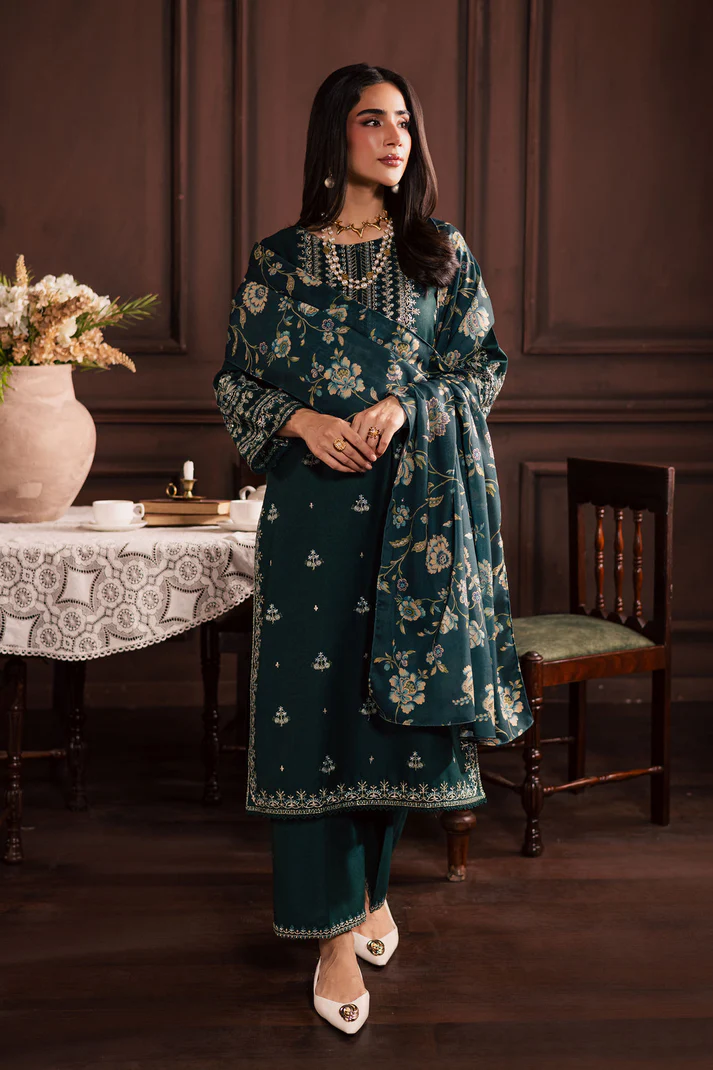 Lawn-3PC Embroidered Shirt with Digital Printed Jacquard Dupatta-5070 - Image 2