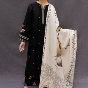 3PC Lawn Embroidered Shirt With Digital Printed Jauqard Dupatta-5007