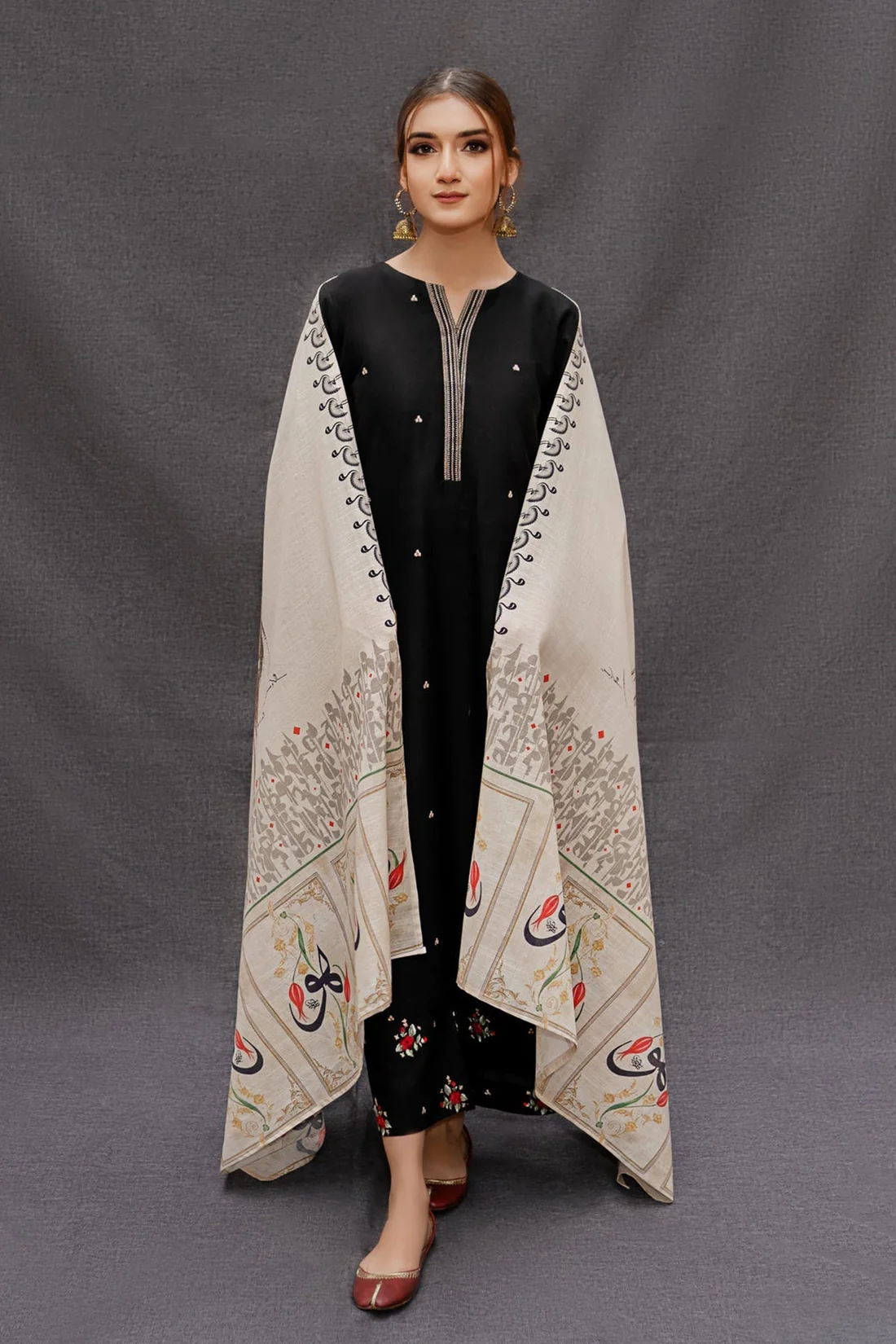 3PC Lawn Embroidered Shirt With Digital Printed Jauqard Dupatta-5007 - Image 2