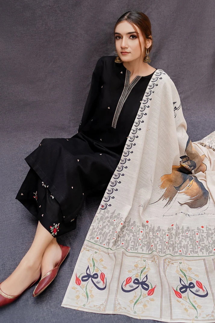 3PC Lawn Embroidered Shirt With Digital Printed Jauqard Dupatta-5007 - Image 3
