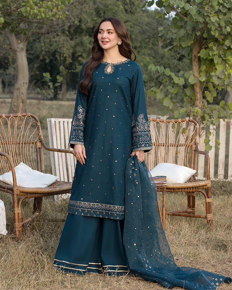 Lawn-3PC Embroidered Shirt with Organza Sequins Embroidered Dupatta- 5062 - Image 6