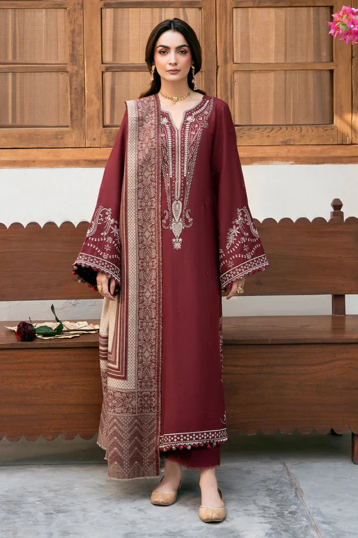 3PC Lawn Embroidered Shirt With Digital Printed Jauqard Dupatta-5118 - Image 10