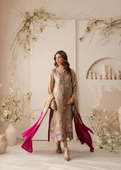 Lawn-3PC Embroidered Shirt with Chiffon Tie Dye Dupatta- 5105