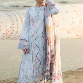 Lawn-3PC Embroidered Shirt with Digital Printed Jacquard Dupatta-1381