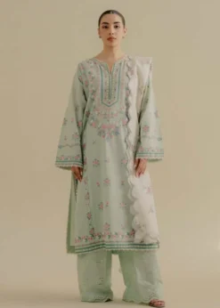 Lawn-3PC Embroidered Shirt with Digital Printed Jacquard Dupatta-1386