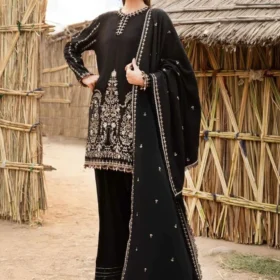 Lawn 3PC Embroidered Shirt with Embroidered Dupatta-1077