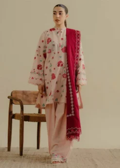 Lawn-3PC Embroidered Shirt with Lawn Embroidered Dupatta-1393