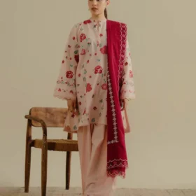 Lawn-3PC Embroidered Shirt with Lawn Embroidered Dupatta-1393