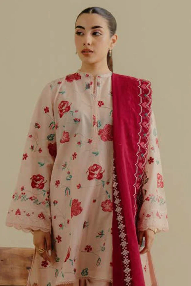 Lawn-3PC Embroidered Shirt with Lawn Embroidered Dupatta-1393 - Image 3