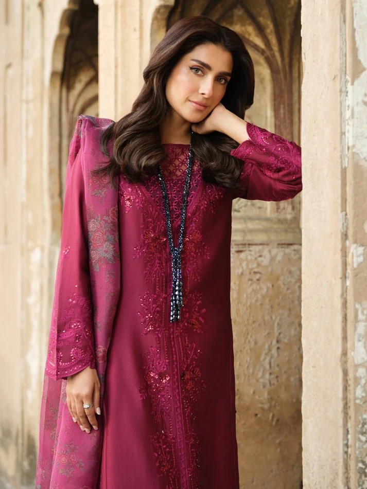 Lawn-3PC Embroidered Shirt with Organza Digital Printed Dupatta-1412 - Image 2