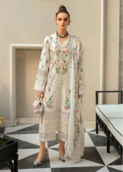 Lawn-3PC Embroidered Shirt with Organza Embroidered Dupatta-1168