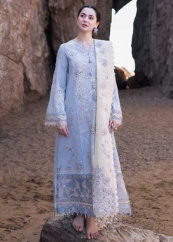 Lawn-3PC Embroidered Shirt with Organza Embroidered Dupatta-1235