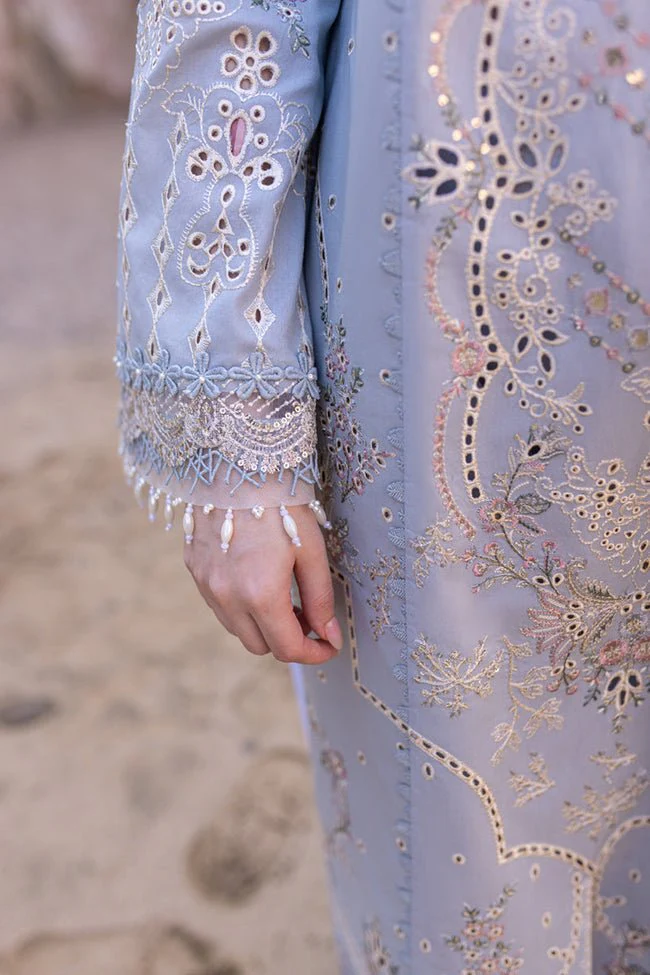 Lawn-3PC Embroidered Shirt with Organza Embroidered Dupatta-1235 - Image 4