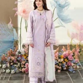 Lawn-3PC Embroidered Shirt with Organza Embroidered Dupatta-1255