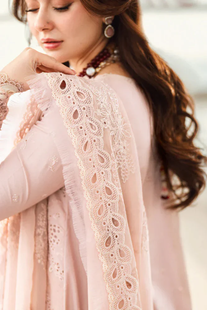 Lawn-3PC Embroidered Shirt with Organza Embroidered Dupatta-1270 - Image 5
