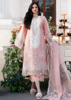 Lawn-3PC Embroidered Shirt with Organza Embroidered Dupatta-1322