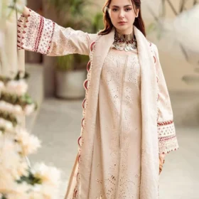 Lawn-3PC Embroidered Shirt with Organza Embroidered Dupatta-1357