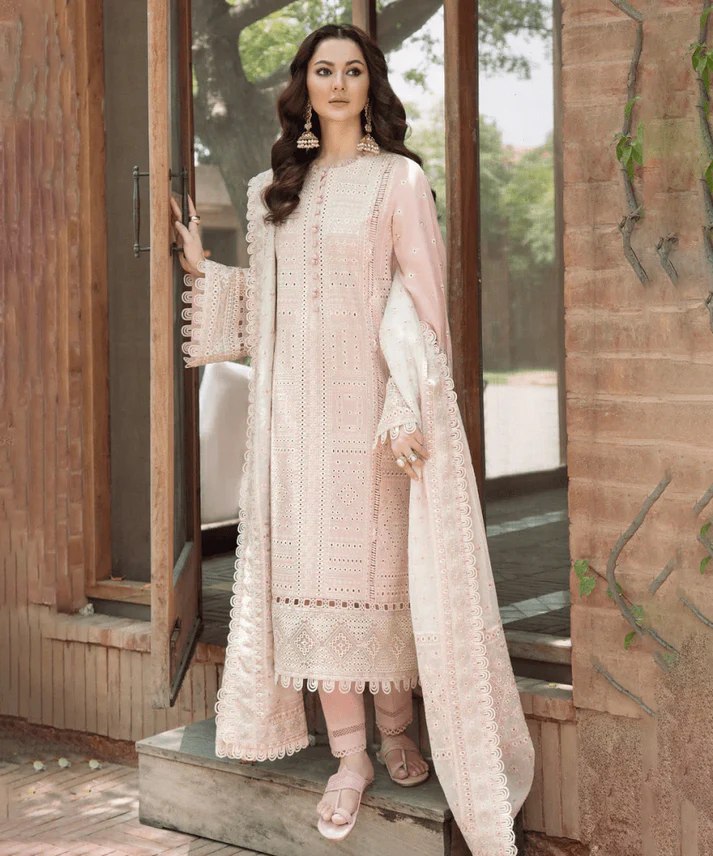 Lawn-3PC Embroidered Shirt with Organza Embroidered Dupatta-1382