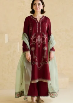 Lawn-3PC Embroidered Shirt with Organza Embroidered Dupatta-1425