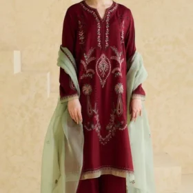 Lawn-3PC Embroidered Shirt with Organza Embroidered Dupatta-1425