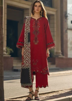 Lawn-3PC Embroidered Shirt With Digital Printed Jauqard Dupatta-5049
