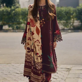 Lawn-3PC Embroidered with Digital Printed Jacquard Dupatta-5021