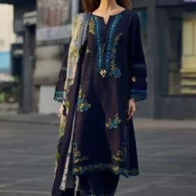 3PC Lawn Embroidered Shirt With Digital Printed Jacquard Dupatta- 5037