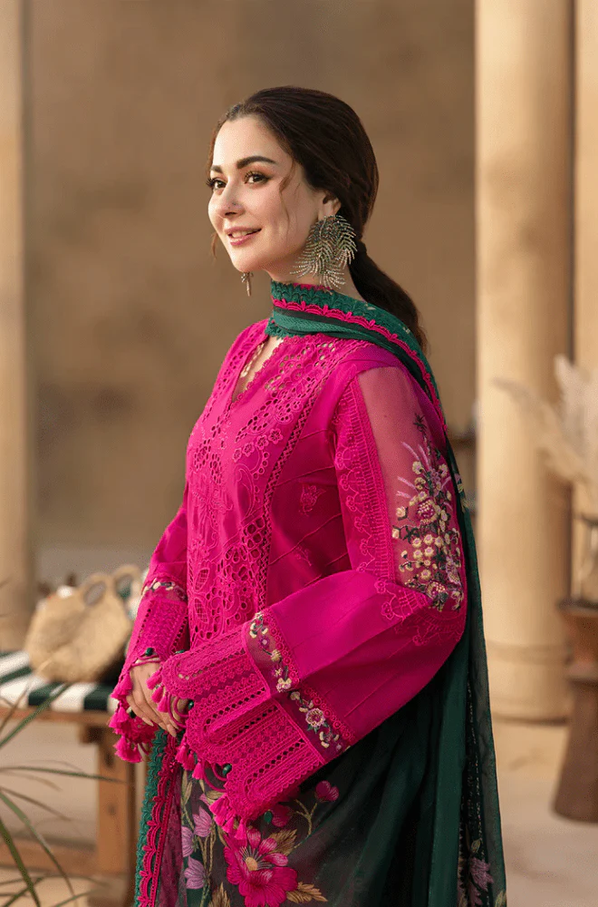 3PC Lawn Embroidered Shirt With Digital Printed Jacquard Dupatta- 5038 - Image 4