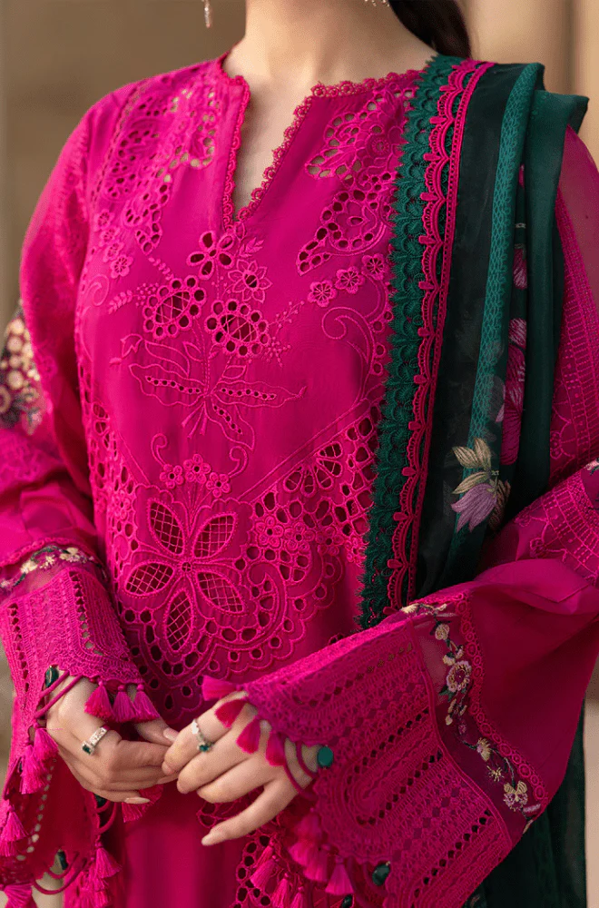 3PC Lawn Embroidered Shirt With Digital Printed Jacquard Dupatta- 5038 - Image 5