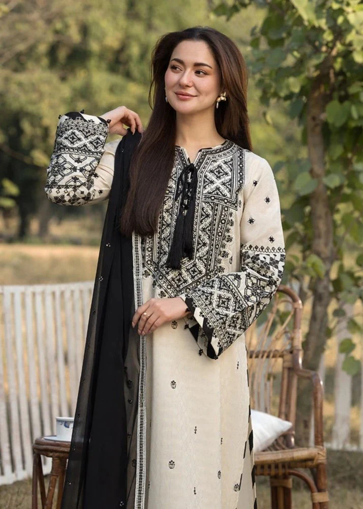 3PC Lawn Embroidered Shirt With Organza Embroidered Dupatta- 5166 - Image 3