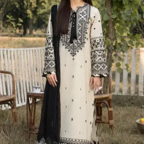 3PC Lawn Embroidered Shirt With Organza Embroidered Dupatta- 5166