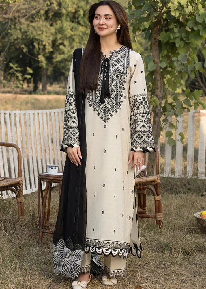 3PC Lawn Embroidered Shirt With Organza Embroidered Dupatta- 5166
