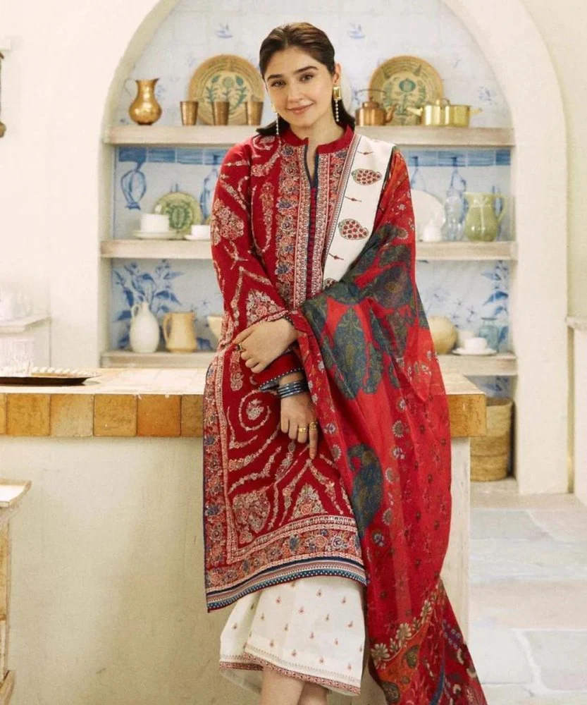 3PC Lawn Embroidered Shirt With Printed Jauqard Dupatta-5154