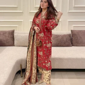 3PC LAWN PRINTED SHIRT WITH VOILE PRINTED DUAPTTA -4009