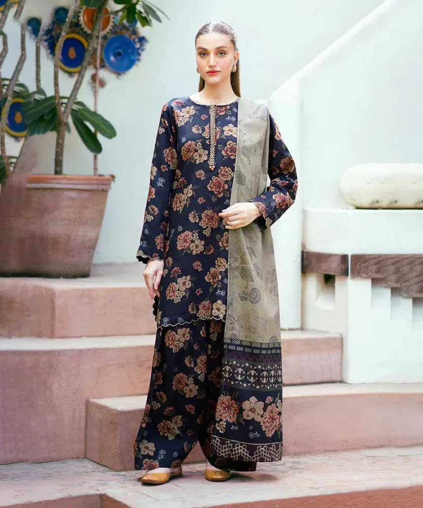 3PC LAWN PRINTED SHIRT WITH VOILE PRINTED DUAPTTA - 4010