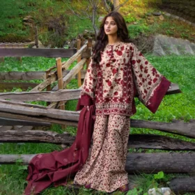3PC LAWN PRINTED SHIRT WITH VOILE PRINTED DUAPTTA - 4012