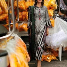 3PC LAWN PRINTED SHIRT WITH VOILE PRINTED DUAPTTA - 4013